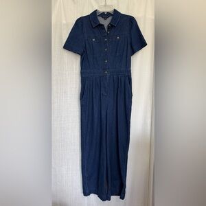 Whistles Denim Button Down Jumpsuit Size 6 Like New